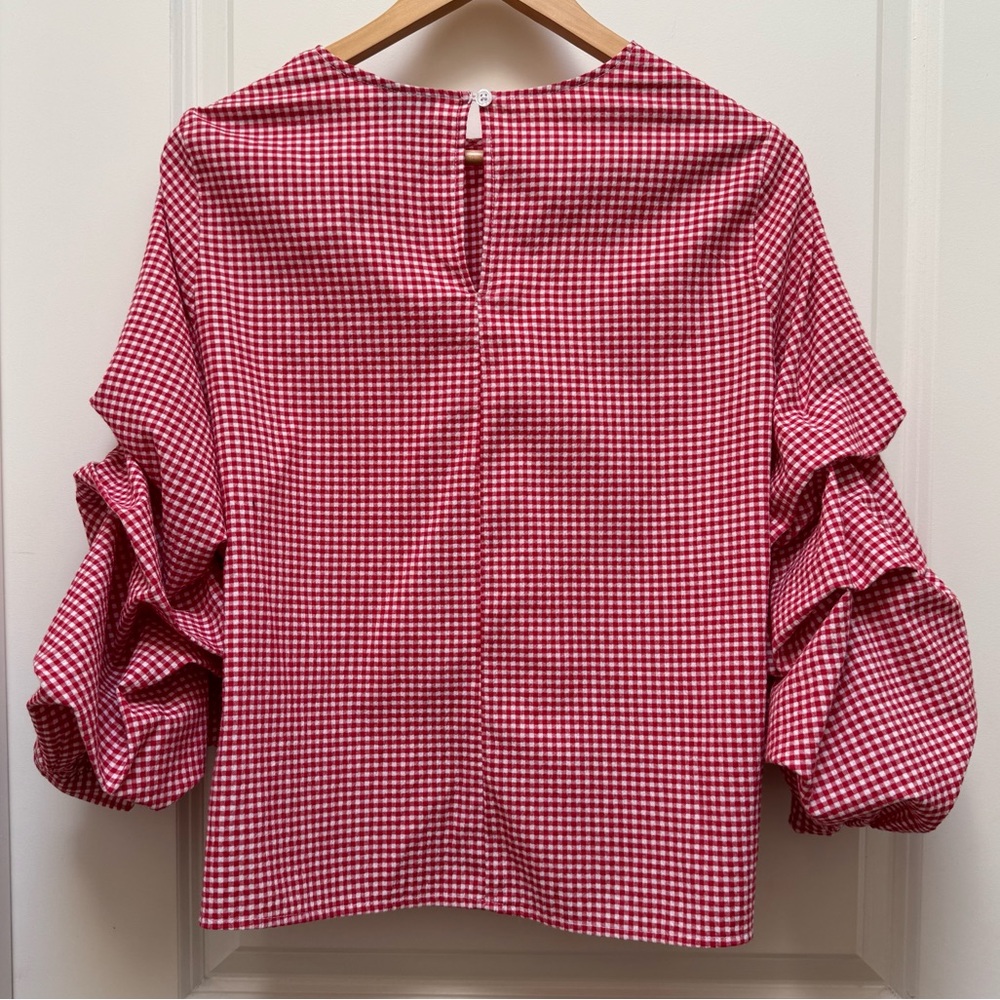 Who What Wear 3/4 Sleeve Gingham Blouse Size M - Picture 7 of 9